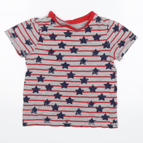 George Boys Grey Striped  Basic T-Shirt Size 6-7 Years  - Stars