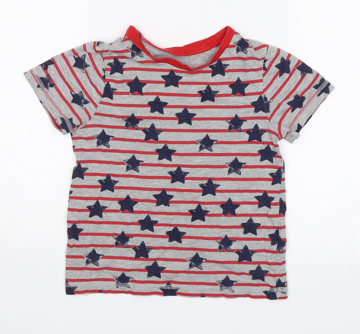 George Boys Grey Striped Basic T-Shirt Size 6-7 Years - Stars