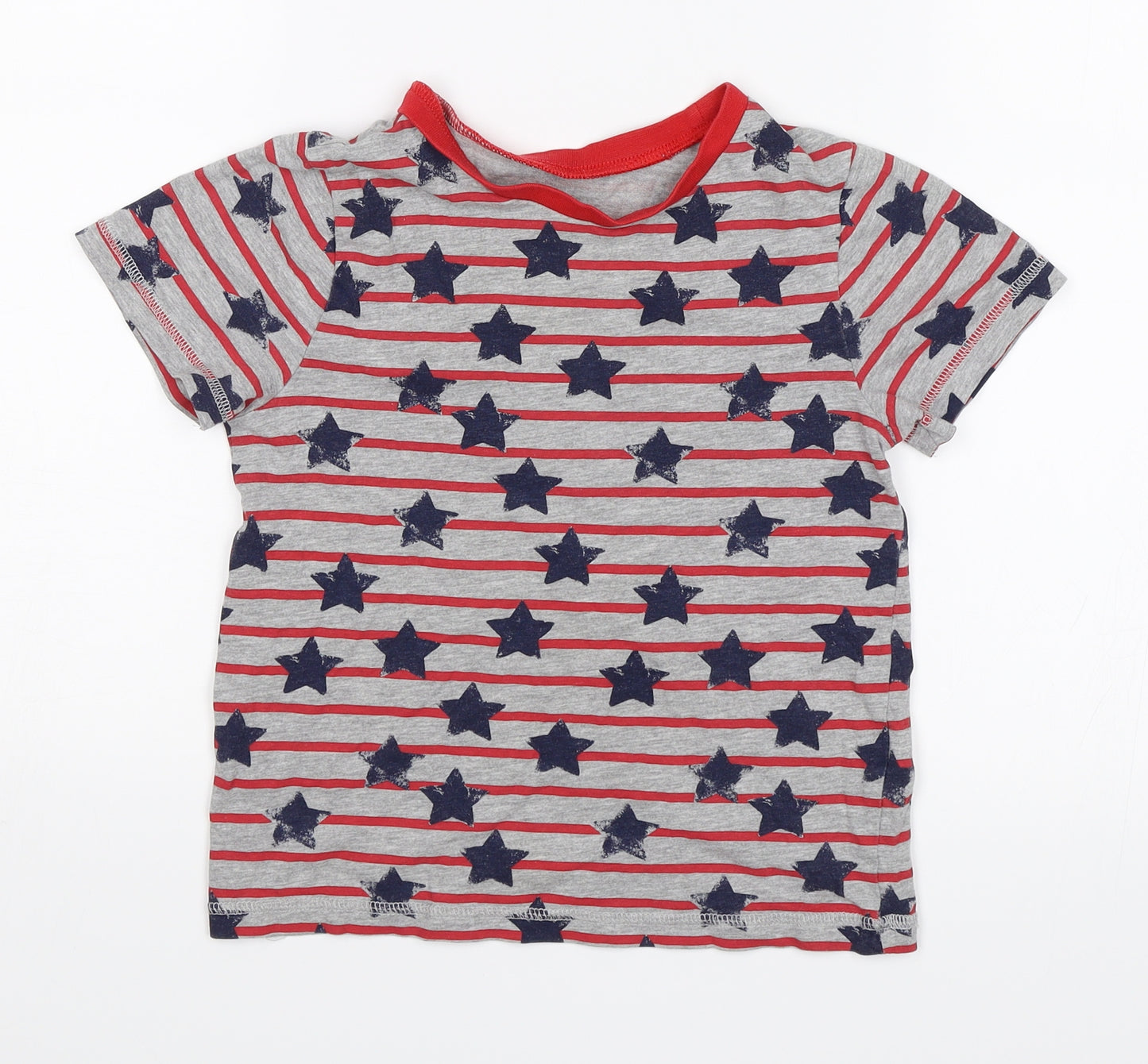 George Boys Grey Striped  Basic T-Shirt Size 6-7 Years  - Stars