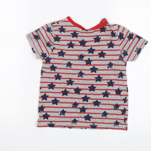 George Boys Grey Striped  Basic T-Shirt Size 6-7 Years  - Stars