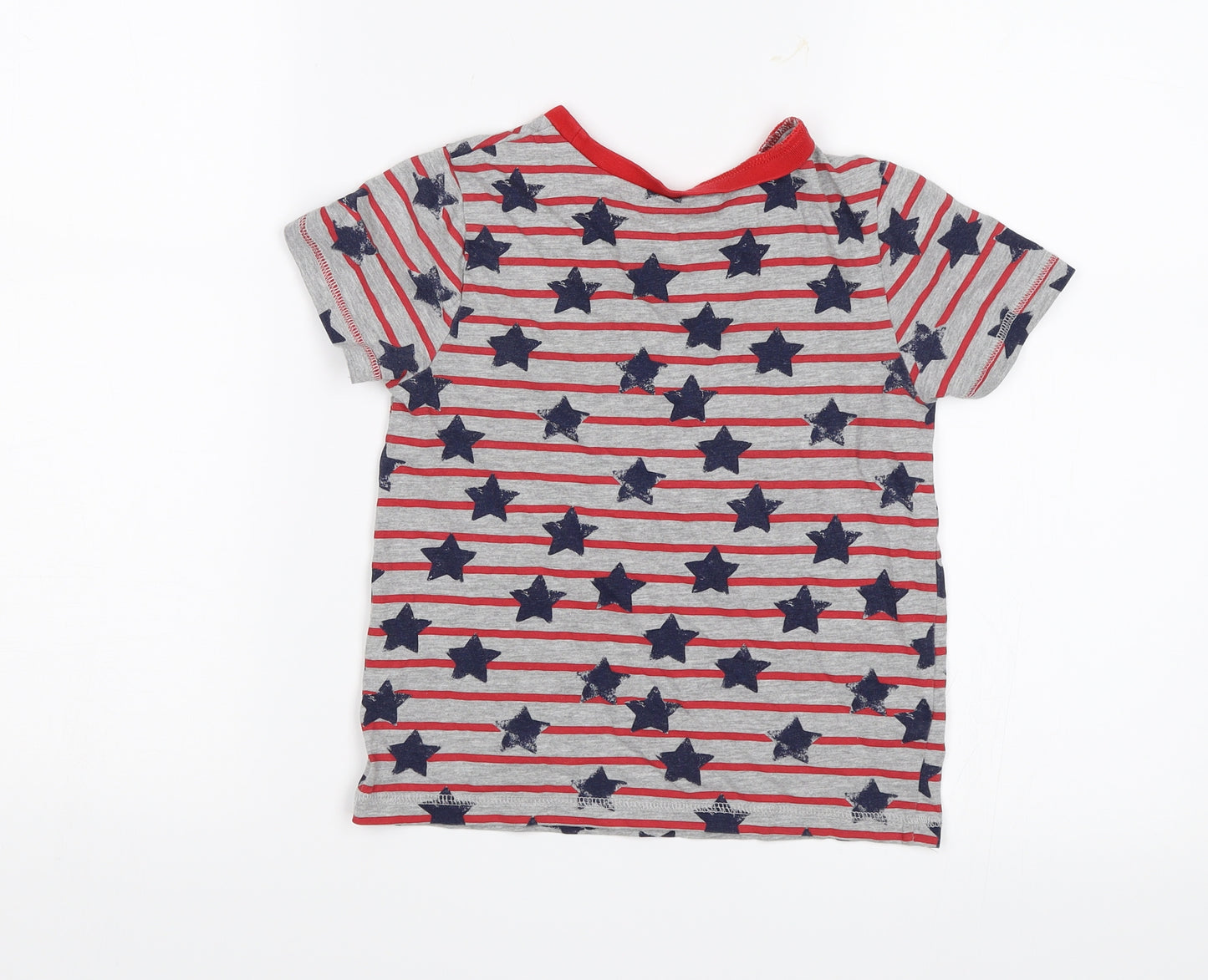 George Boys Grey Striped  Basic T-Shirt Size 6-7 Years  - Stars
