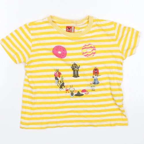No Added Sugar Boys Yellow Striped  Basic T-Shirt Size 4 Years