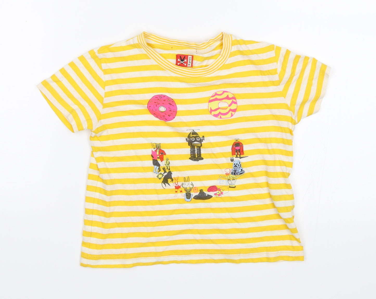 No Added Sugar Boys Yellow Striped  Basic T-Shirt Size 4 Years