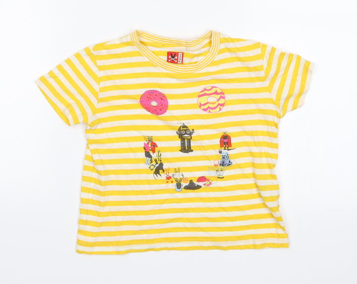 No Added Sugar Boys Yellow Striped  Basic T-Shirt Size 4 Years