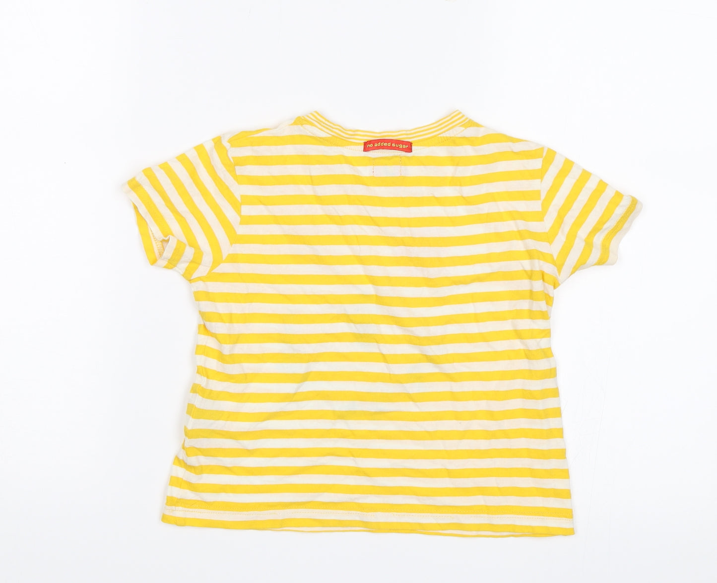 No Added Sugar Boys Yellow Striped  Basic T-Shirt Size 4 Years