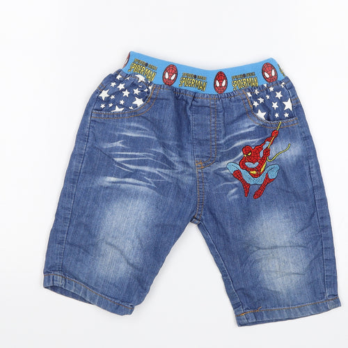 Preworn Boys Blue   Cropped Jeans Size 9 Months - Spiderman
