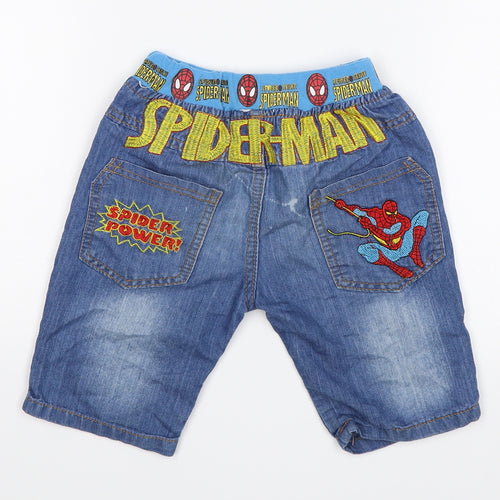 Preworn Boys Blue   Cropped Jeans Size 9 Months - Spiderman