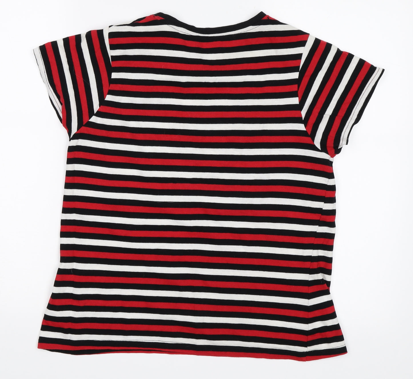 Primark Womens Red Striped  Basic T-Shirt Size 10  - Mickey mouse