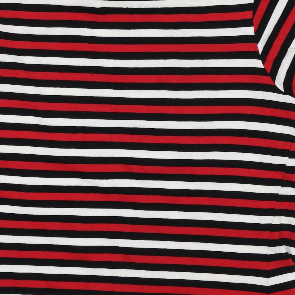 Primark Womens Red Striped  Basic T-Shirt Size 10  - Mickey mouse