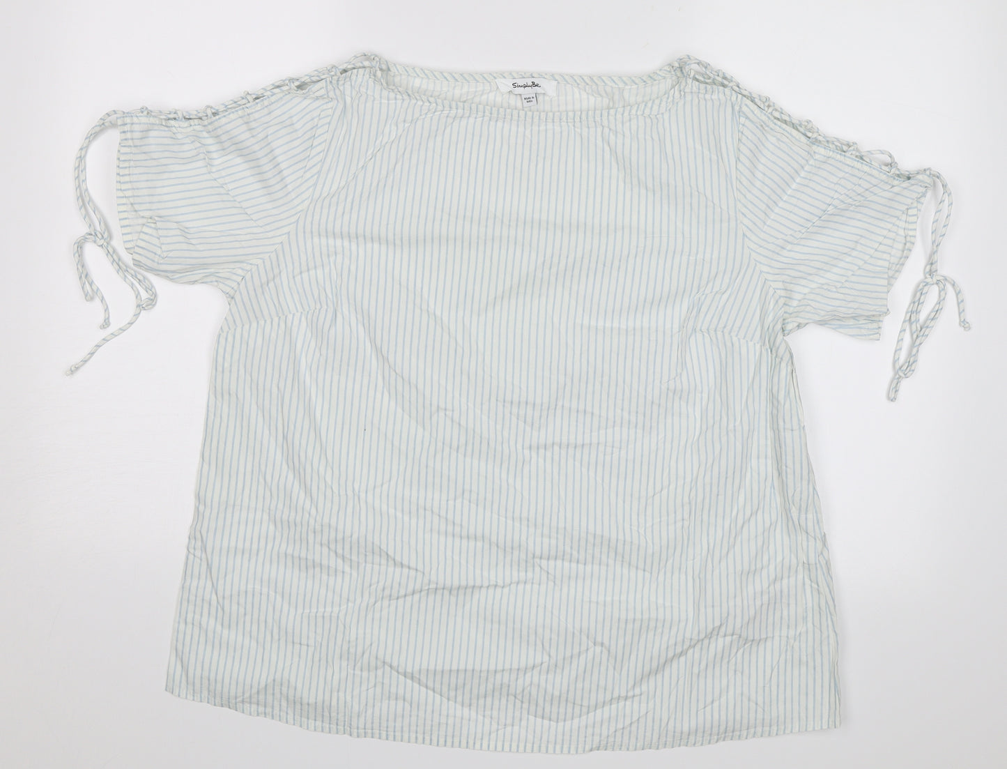 Simply Be Womens White Striped  Basic Blouse Size 16