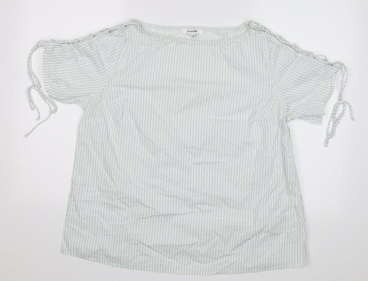 Simply Be Womens White Striped  Basic Blouse Size 16