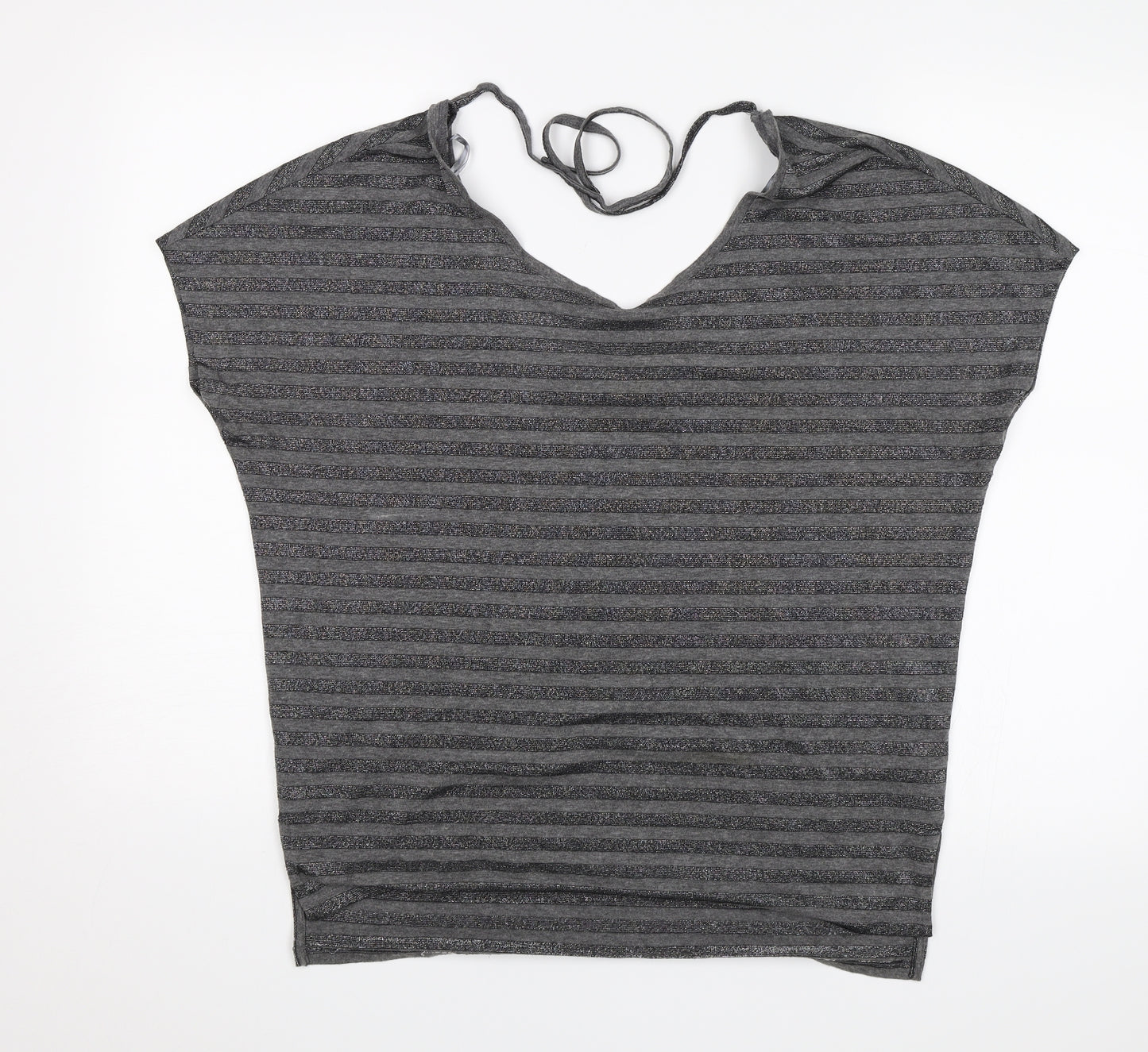 F&F Womens Grey Striped  Basic Blouse Size S