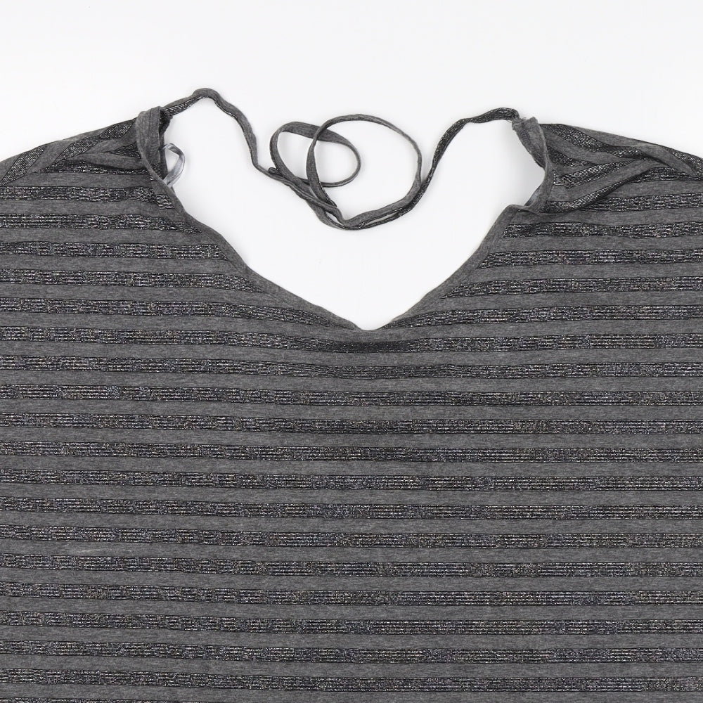 F&F Womens Grey Striped  Basic Blouse Size S