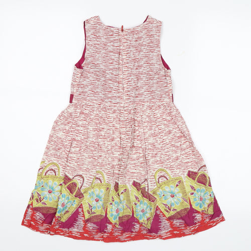 John Lewis Girls Red Floral  Shift  Size 7 Years