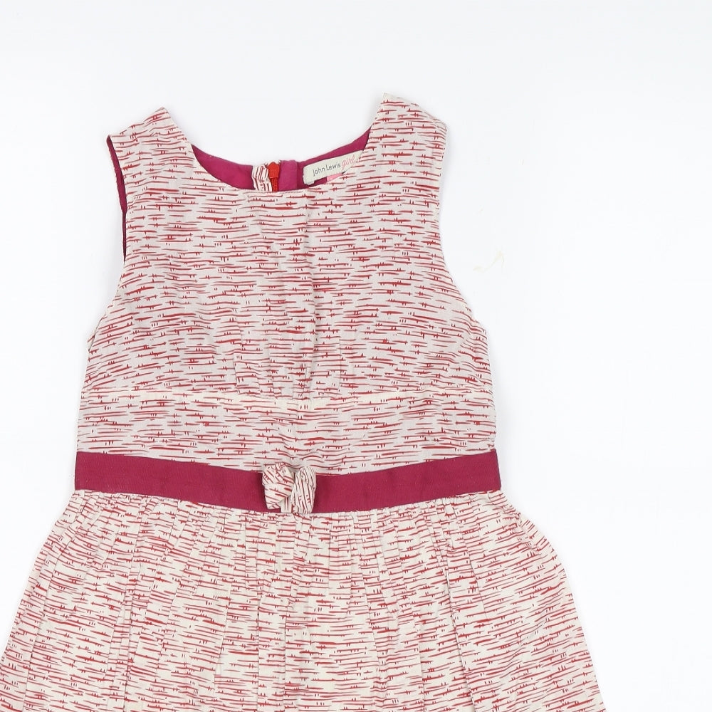 John Lewis Girls Red Floral  Shift  Size 7 Years