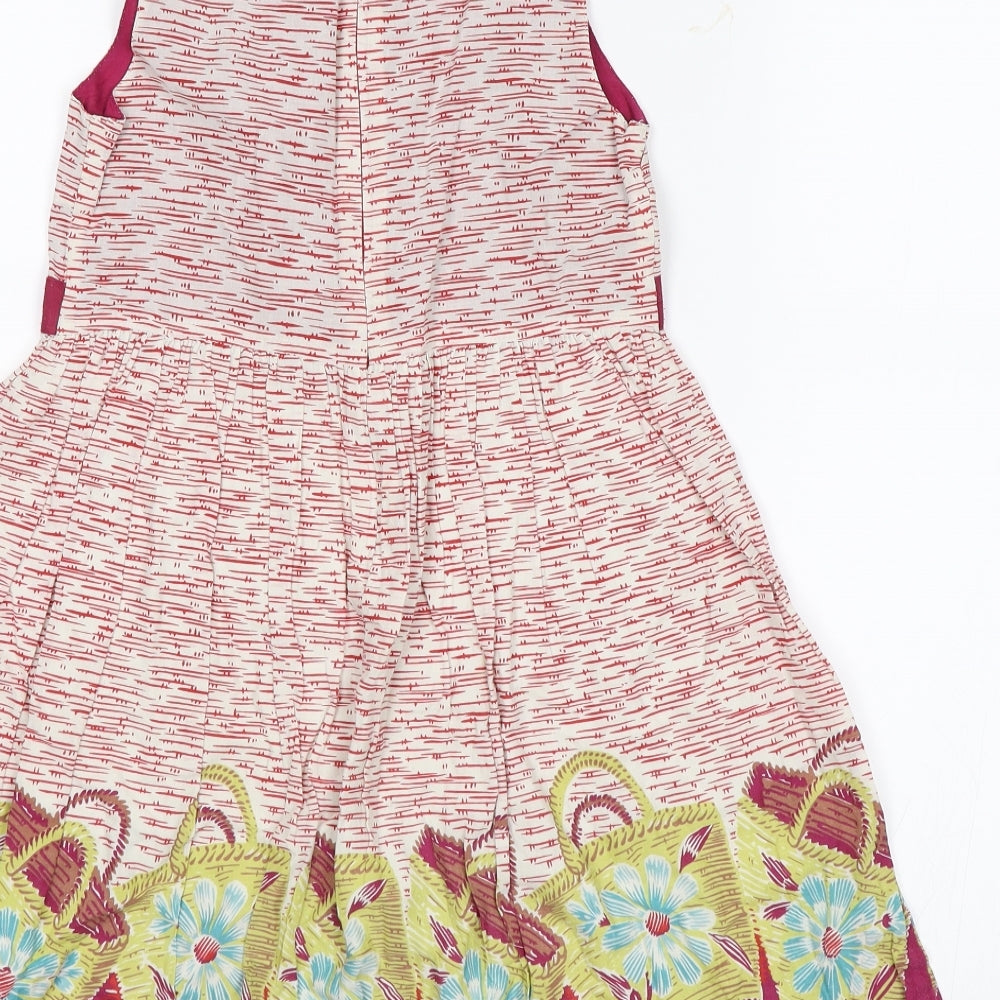 John Lewis Girls Red Floral  Shift  Size 7 Years