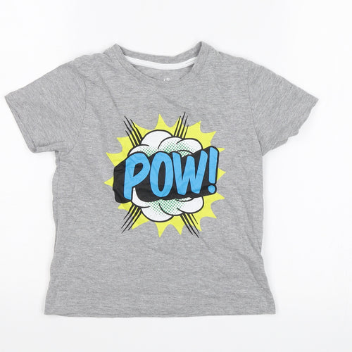 Primark Boys Grey   Basic T-Shirt Size 5-6 Years  - Pow