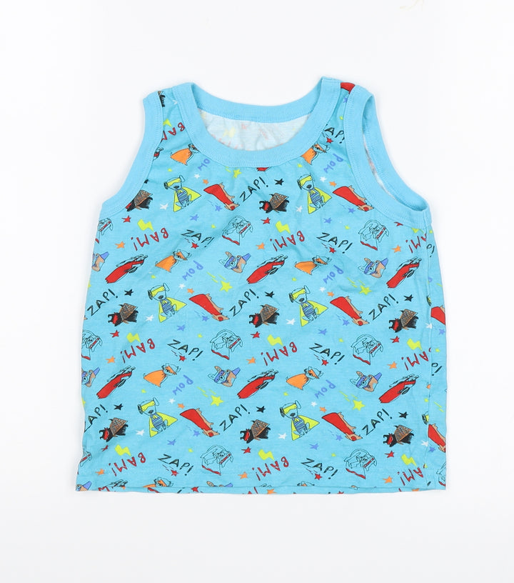 George Boys Blue Basic Tank Size 5-6 Years - Superheros