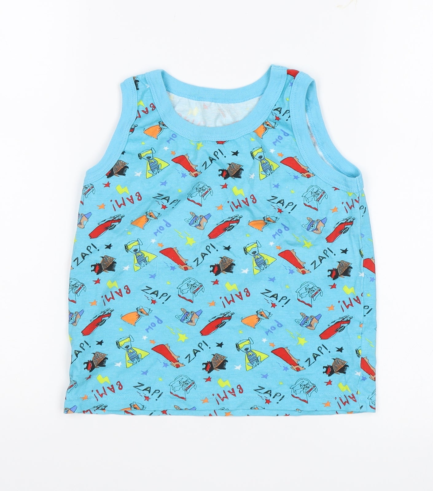 George Boys Blue   Basic Tank Size 5-6 Years  - Superheros