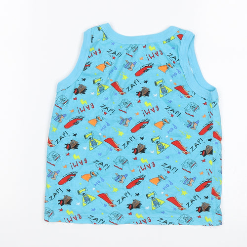 George Boys Blue   Basic Tank Size 5-6 Years  - Superheros