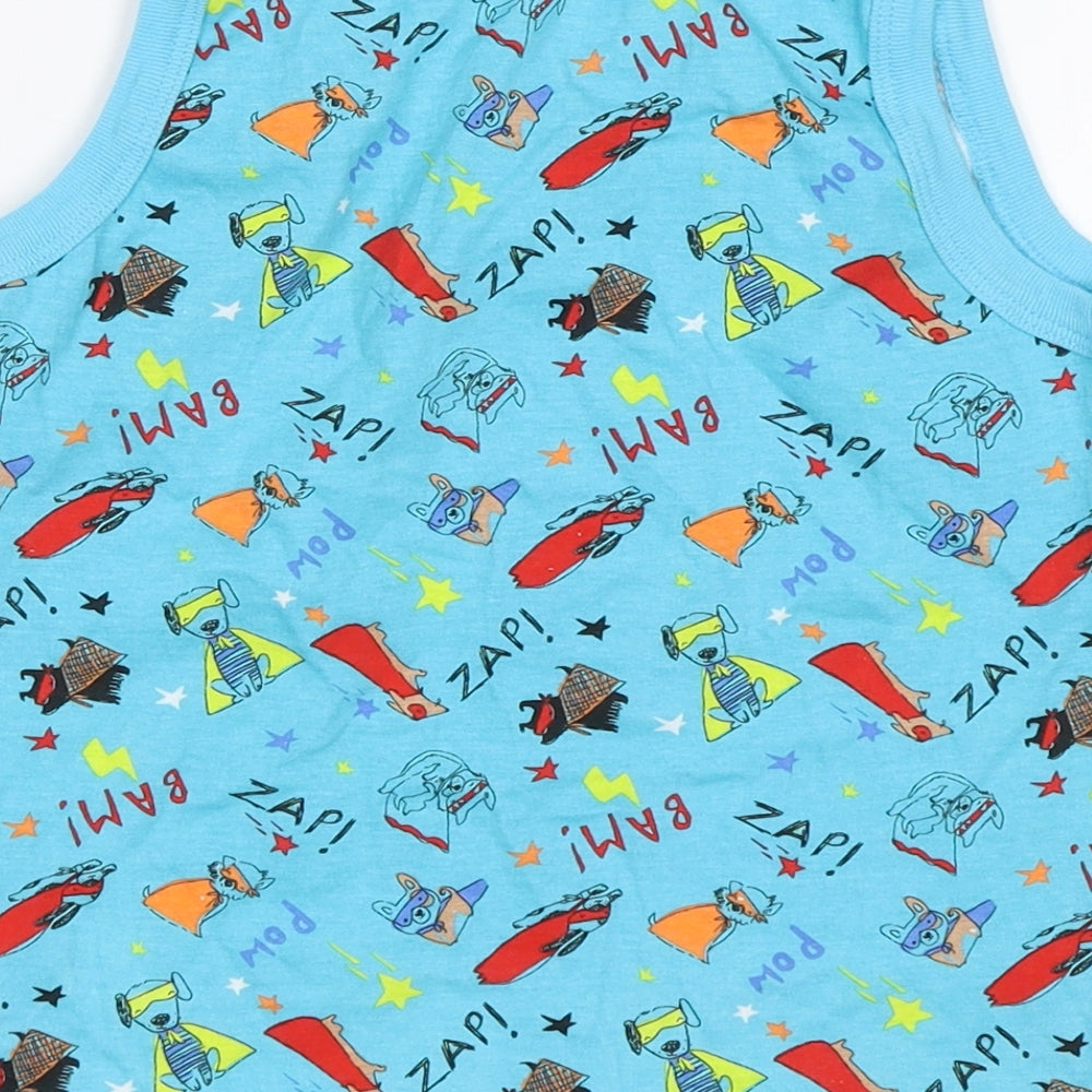 George Boys Blue   Basic Tank Size 5-6 Years  - Superheros
