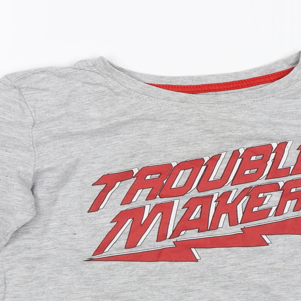 Primark Boys Grey   Jersey T-Shirt Size 4-5 Years  - Trouble maker