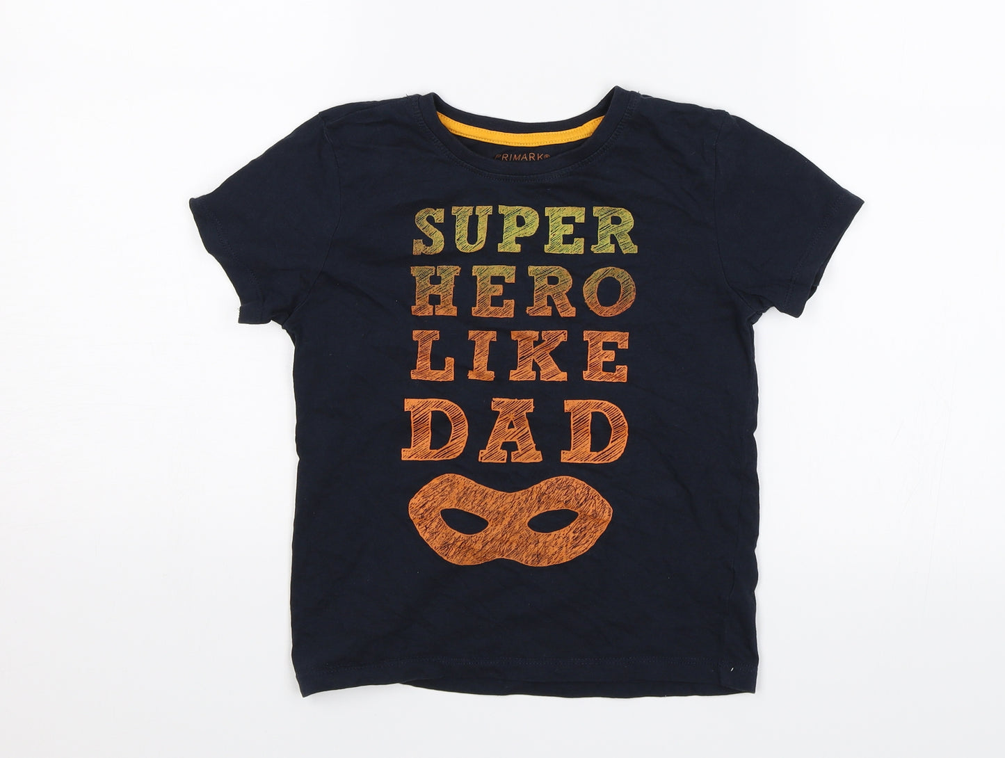Primark Boys Blue   Basic T-Shirt Size 4-5 Years  - Super hero like dad