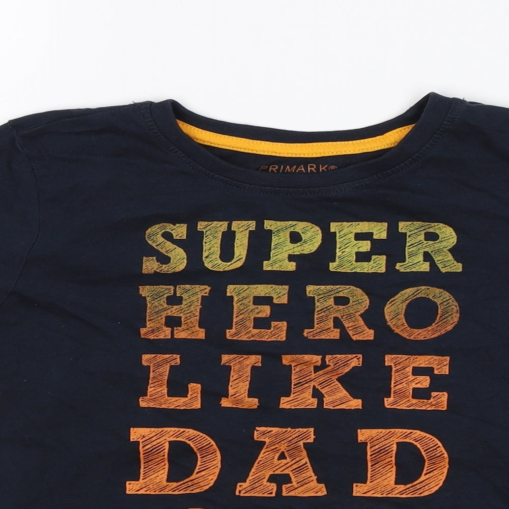 Primark Boys Blue   Basic T-Shirt Size 4-5 Years  - Super hero like dad