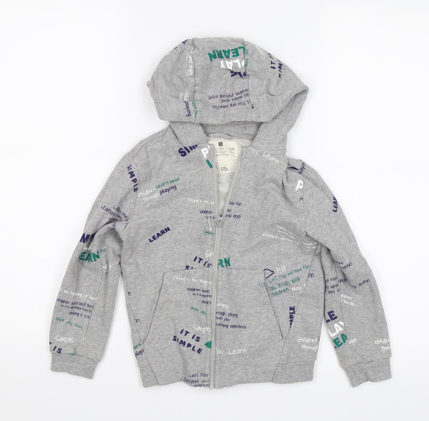 Giordano Boys Grey   Full Zip Hoodie Size 6-7 Years