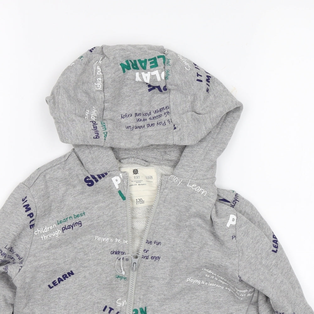 Giordano Boys Grey   Full Zip Hoodie Size 6-7 Years