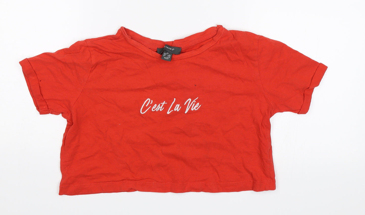 Primark Womens Red   Cropped T-Shirt Size XS  - Cest La Vie