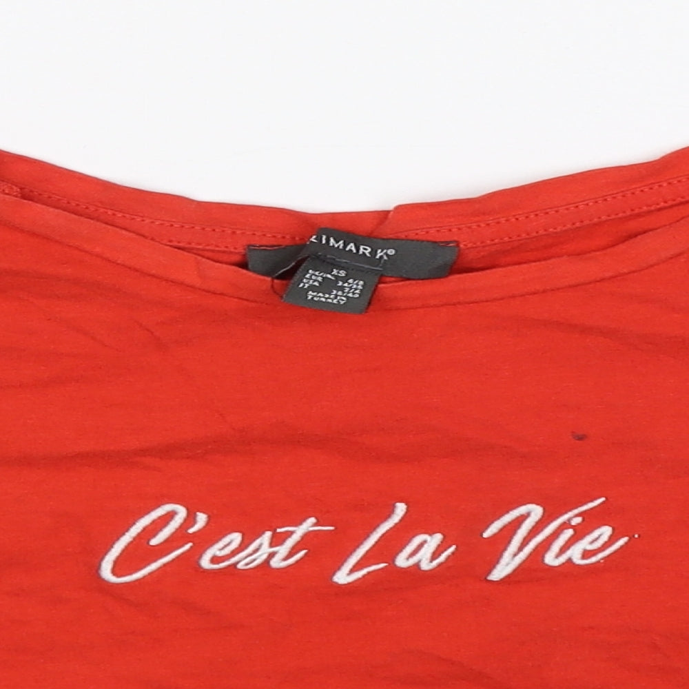 Primark Womens Red   Cropped T-Shirt Size XS  - Cest La Vie