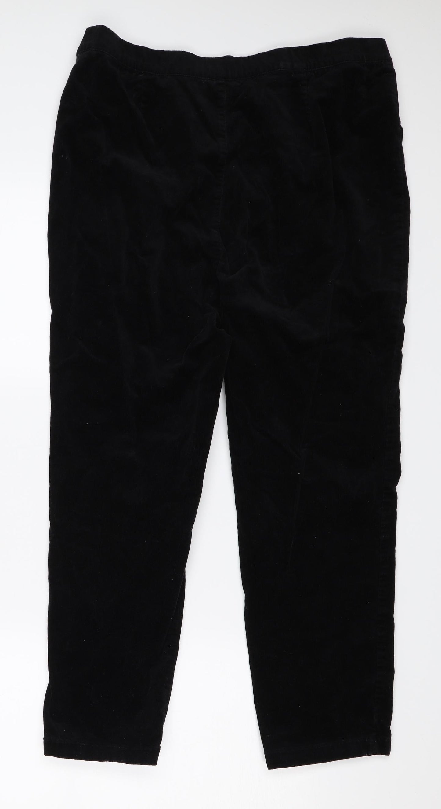 M&S Womens Black  Corduroy Trousers  Size 16 L23 in