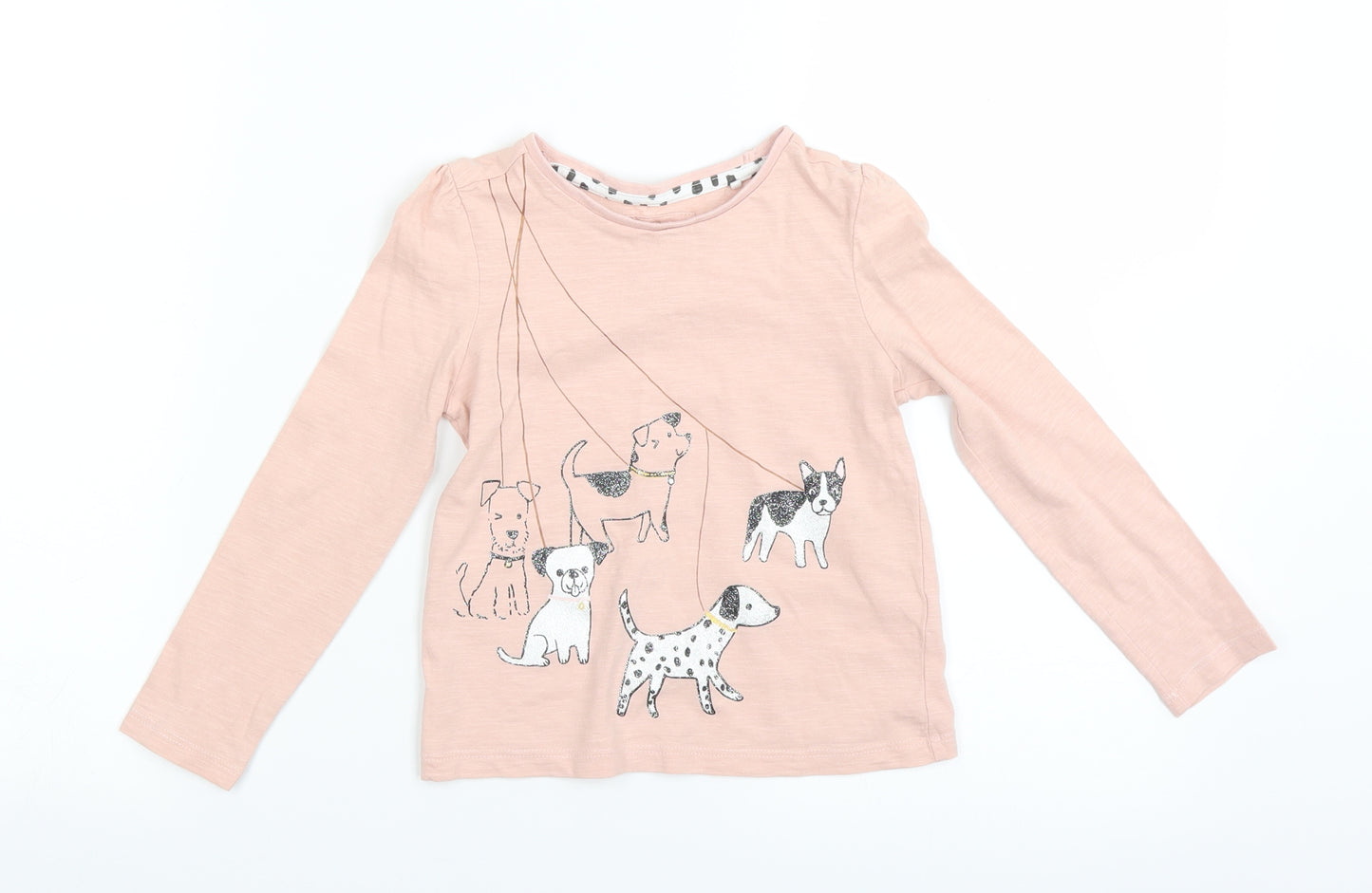 TU Girls Pink   Basic T-Shirt Size 3-4 Years  - dogs