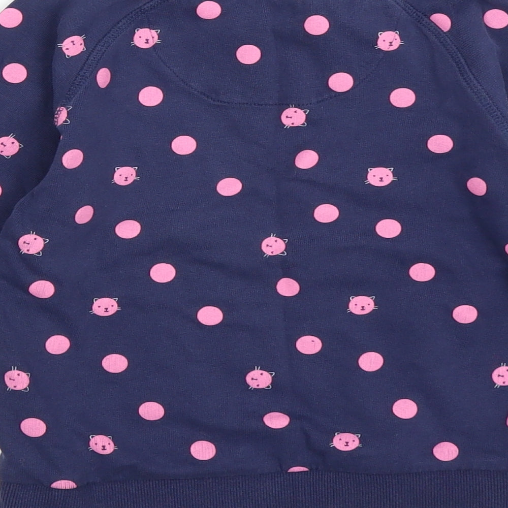 Mothercare Girls Blue Polka Dot  Pullover Jumper Size 4-5 Years  - Cats