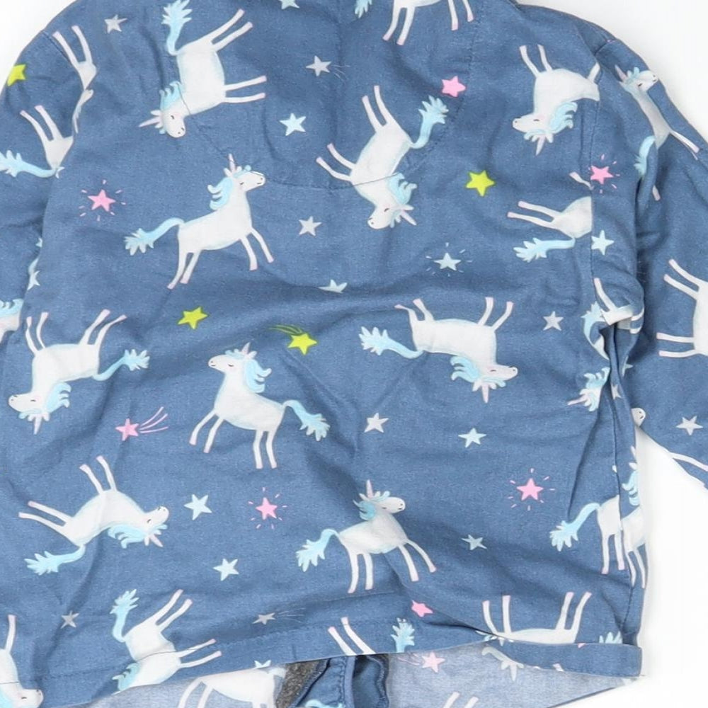 Marks and Spencer Girls Blue Polka Dot  Basic Button-Up Size 18-24 Months  - unicorn