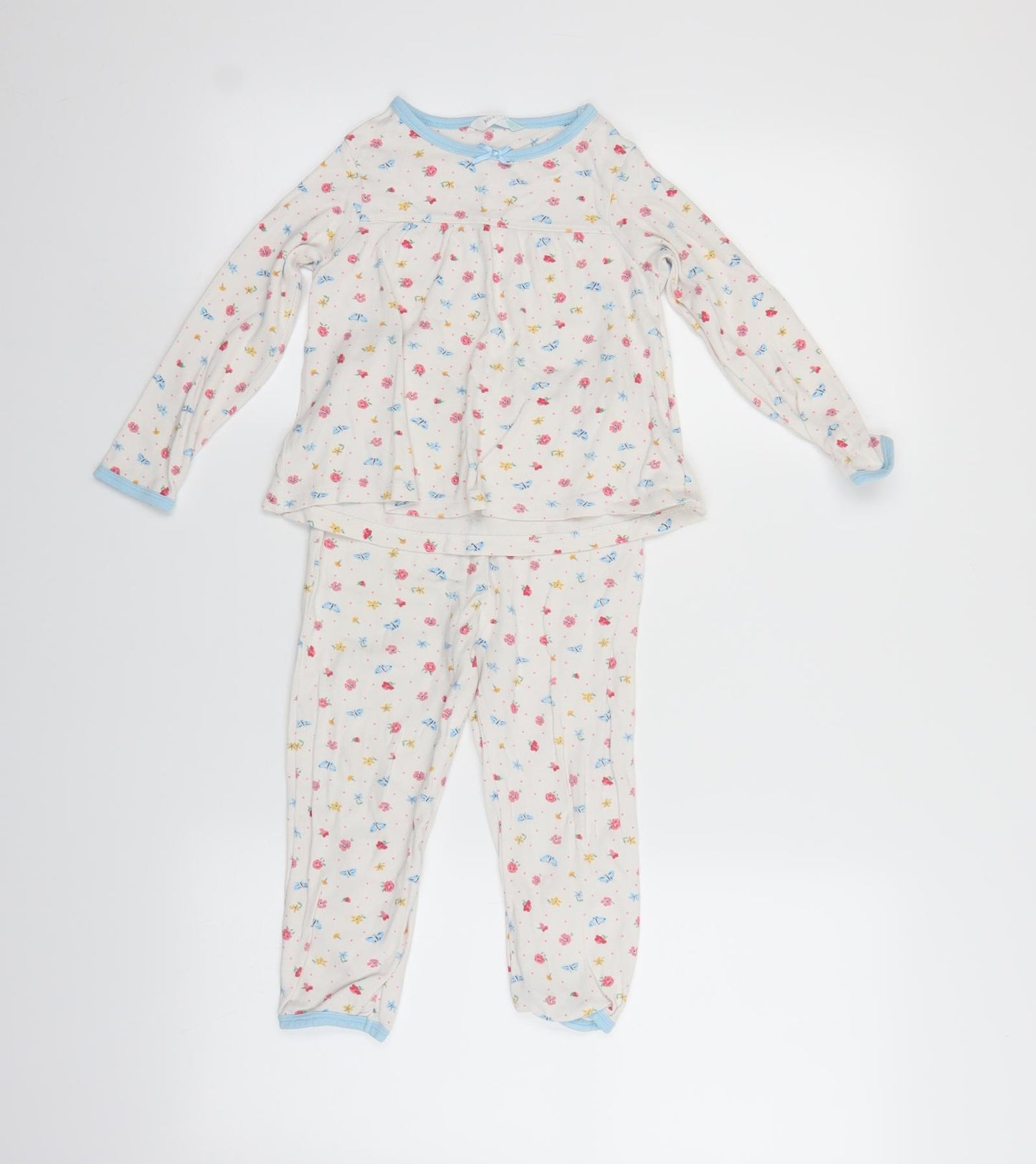 John Lewis Girls White Floral  Cami Pyjama Set Size 2-3 Years