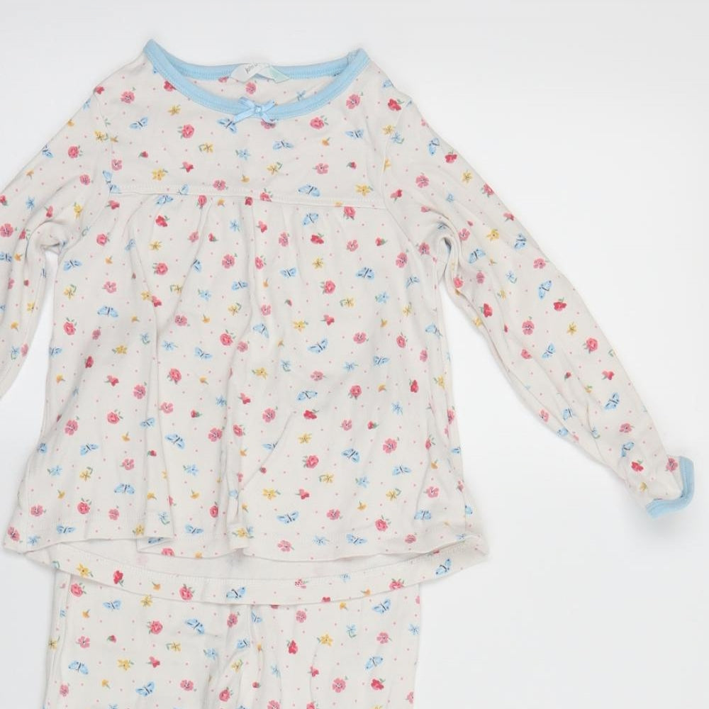 John Lewis Girls White Floral  Cami Pyjama Set Size 2-3 Years