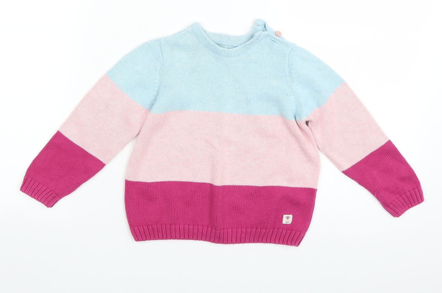 John Lewis Girls Pink Striped  Pullover Jumper Size 18-24 Months