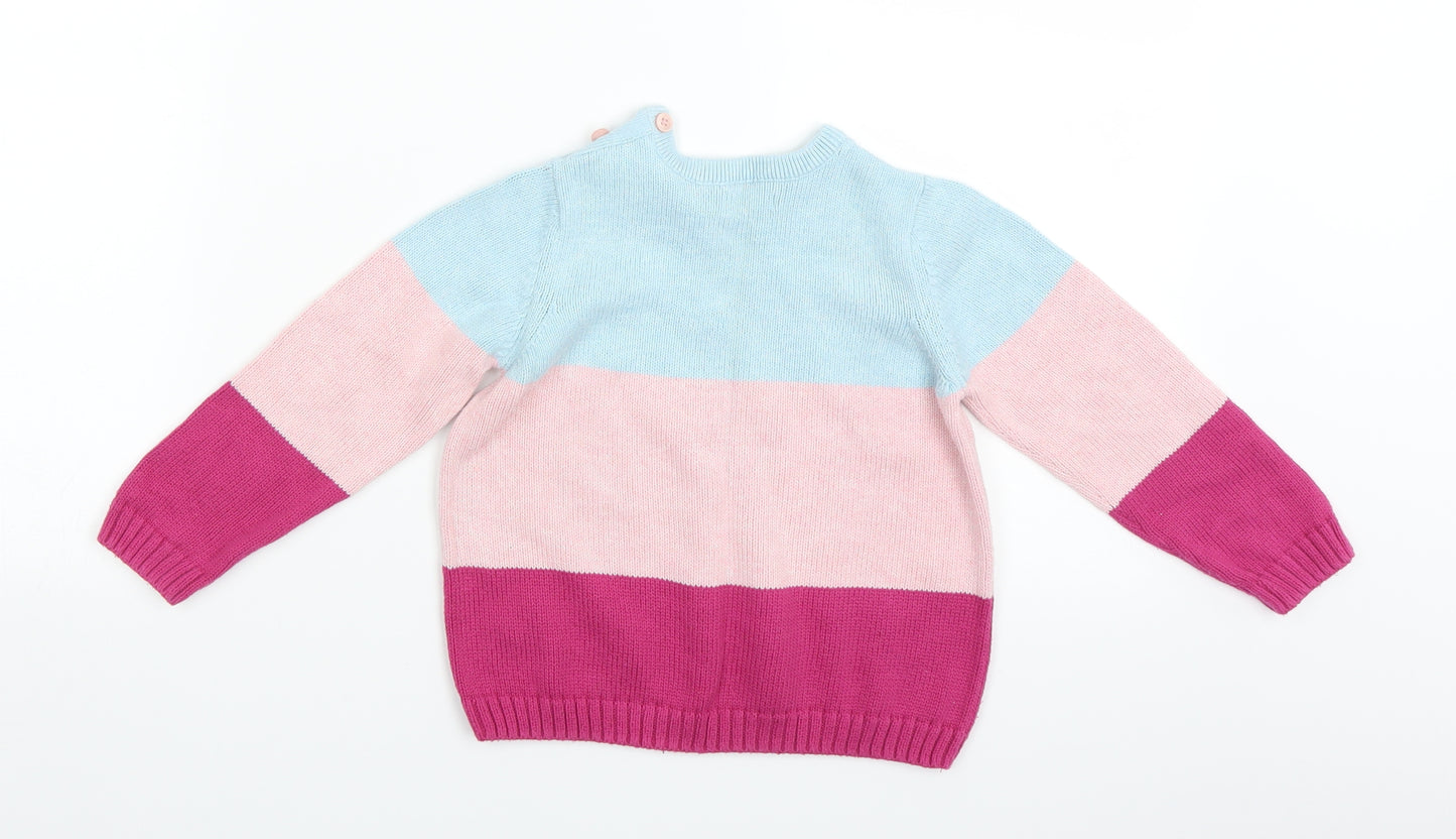 John Lewis Girls Pink Striped  Pullover Jumper Size 18-24 Months