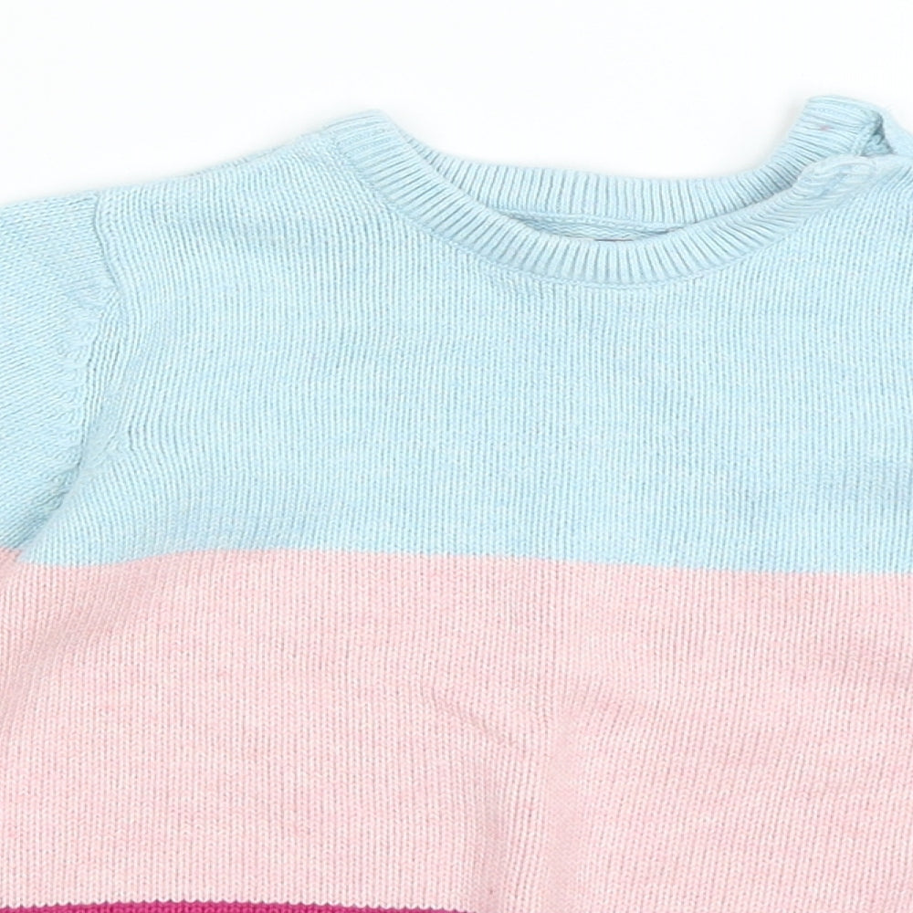 John Lewis Girls Pink Striped  Pullover Jumper Size 18-24 Months