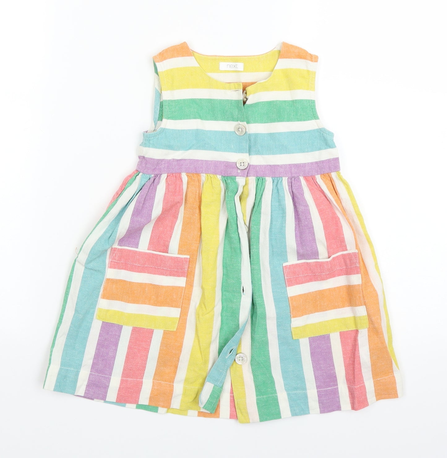 NEXT Girls White Striped  Fit & Flare  Size 2-3 Years