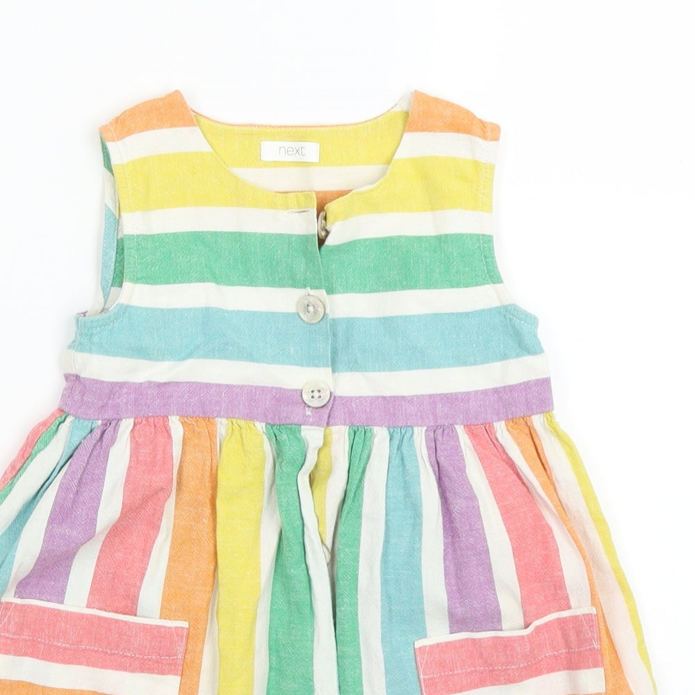 NEXT Girls White Striped  Fit & Flare  Size 2-3 Years