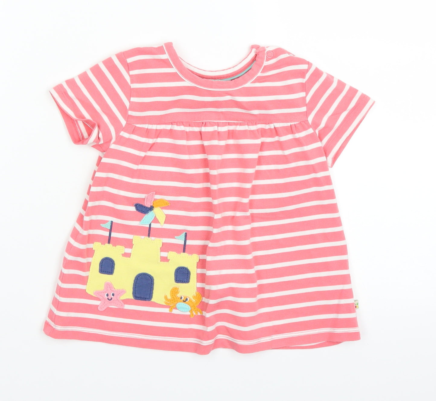 Frugi Girls Pink Striped  A-Line  Size 18-24 Months  - beach