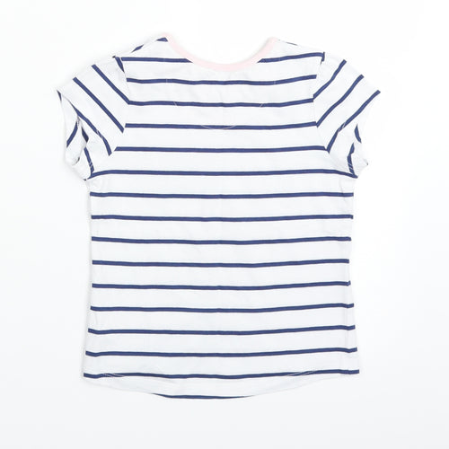 Mini Club Girls White Striped  Basic T-Shirt Size 2-3 Years  - beach