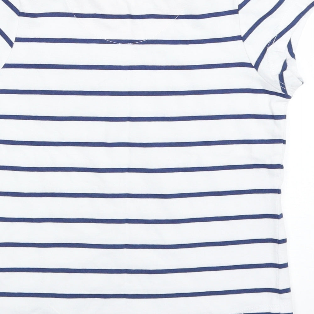 Mini Club Girls White Striped  Basic T-Shirt Size 2-3 Years  - beach