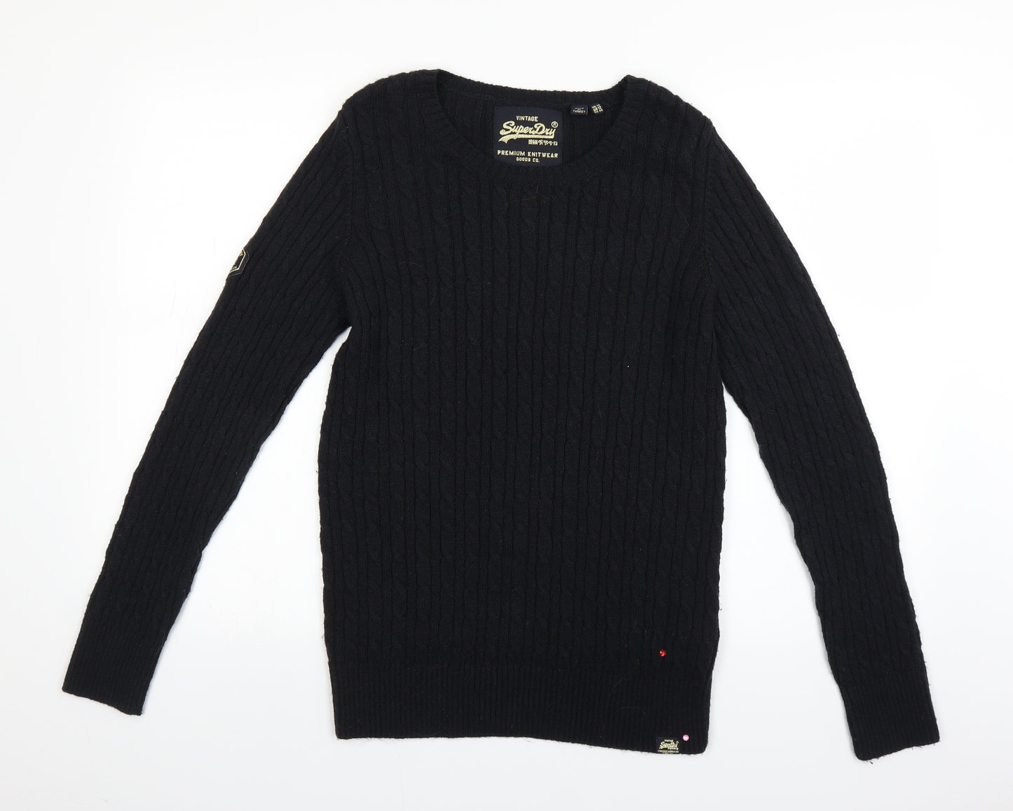 Superdry Womens Black  Knit Pullover Jumper Size 16