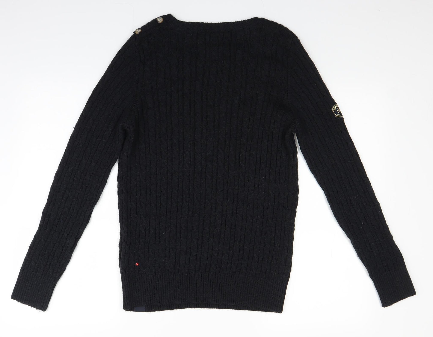 Superdry Womens Black  Knit Pullover Jumper Size 16