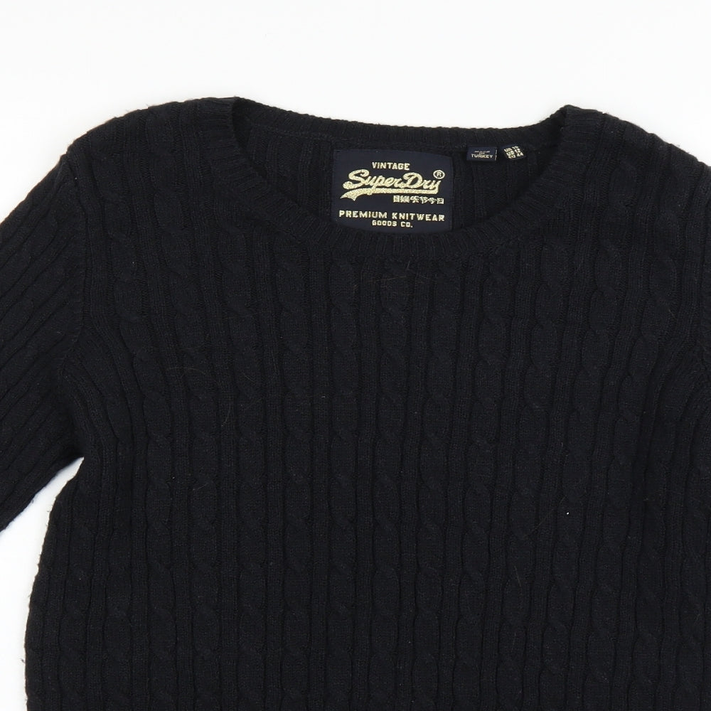 Superdry Womens Black  Knit Pullover Jumper Size 16