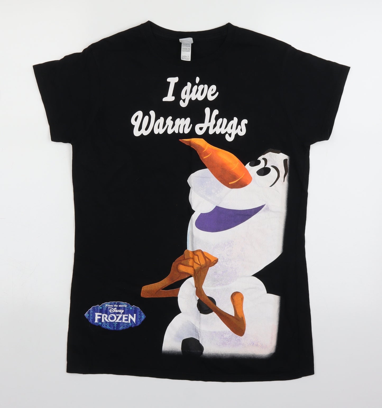 Disney Womens Black   Basic T-Shirt Size XL  - Olaf Frozen